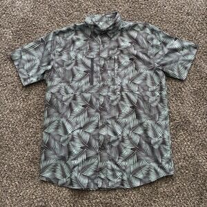 AriatTEK Men's Large Mint Floral Print Short Sleeve Button Shirt